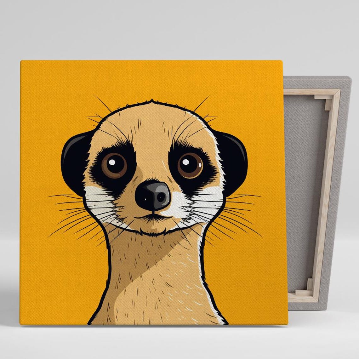 Curious Meerkat Face Close Up Pop Art Portrait Yellow Poster