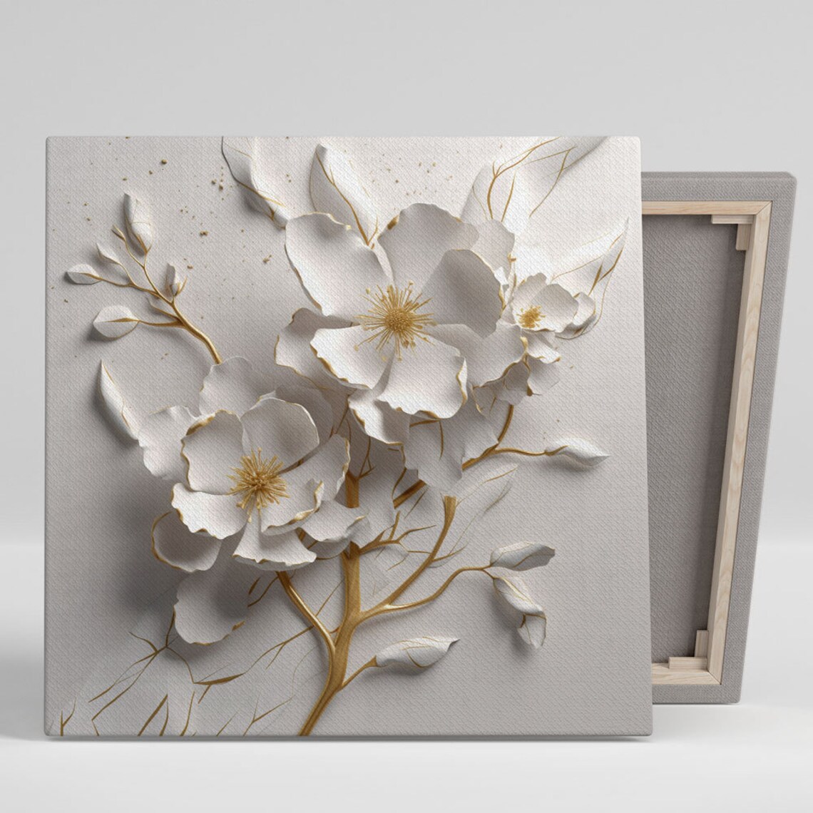 White Flower Botanical Wall Art Print, Modern Floral