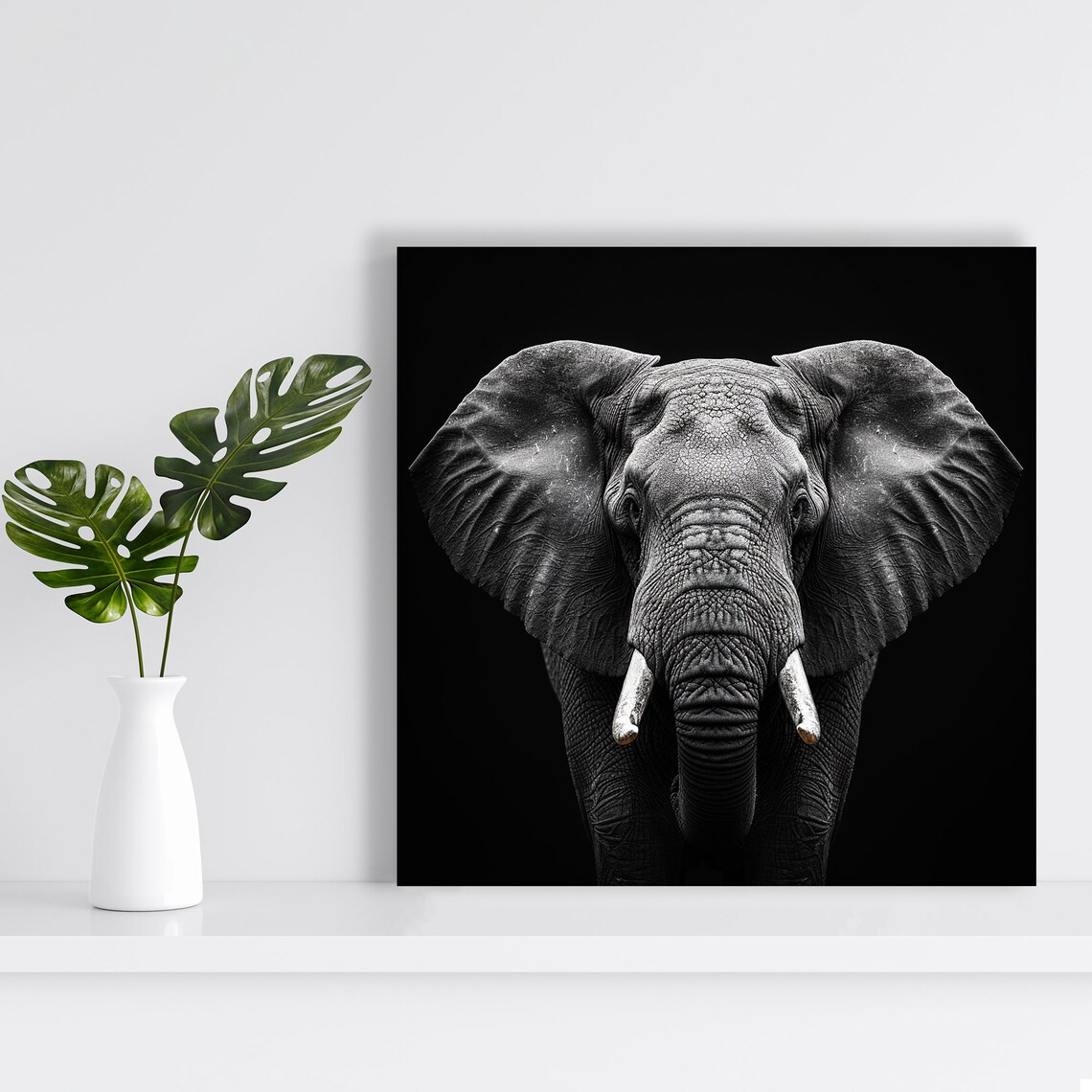 Elephant Minimalist Art Print, Black and White - Image 2