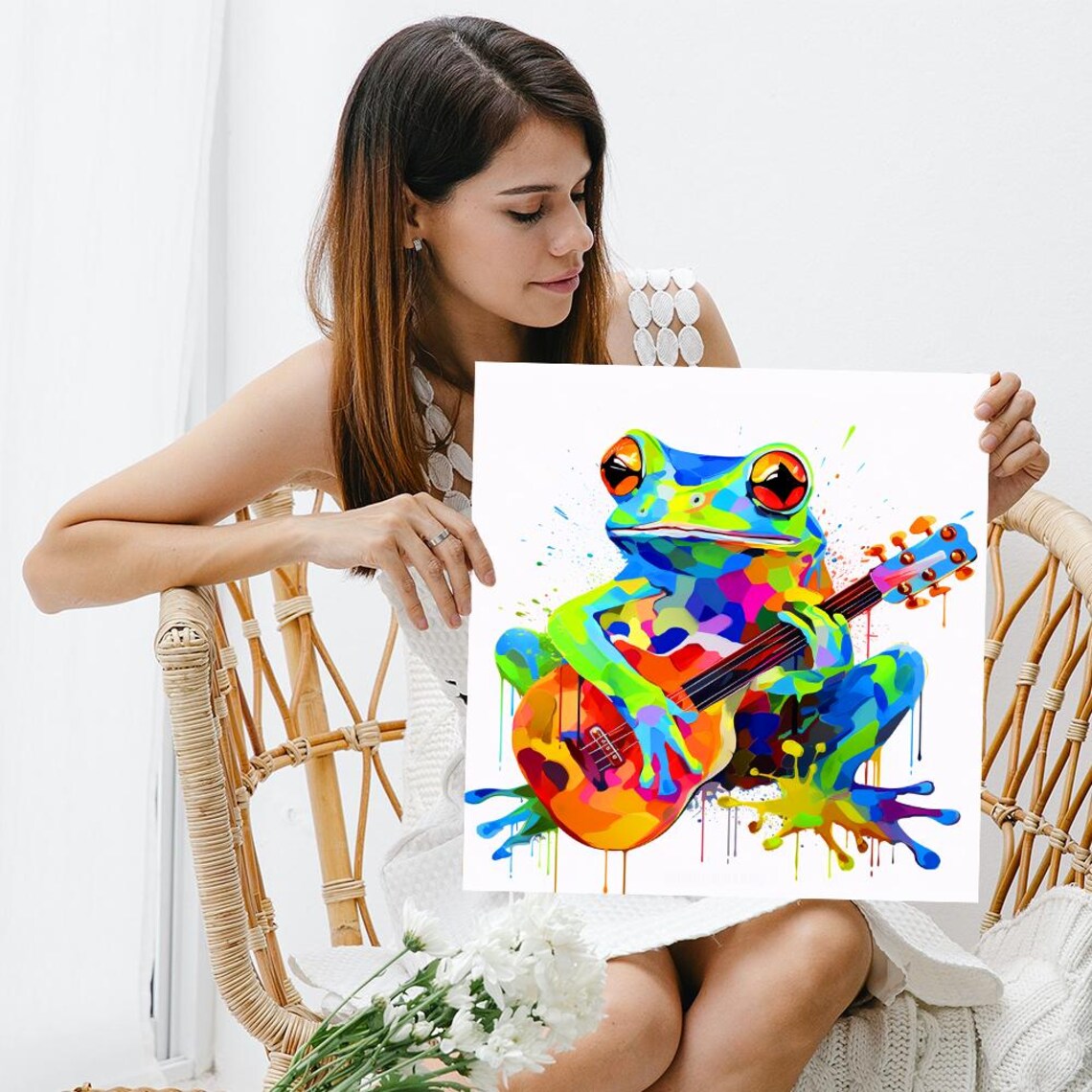 Psychedelic Frog Guitarist, Whimsical Pop Art Poster - Image 3