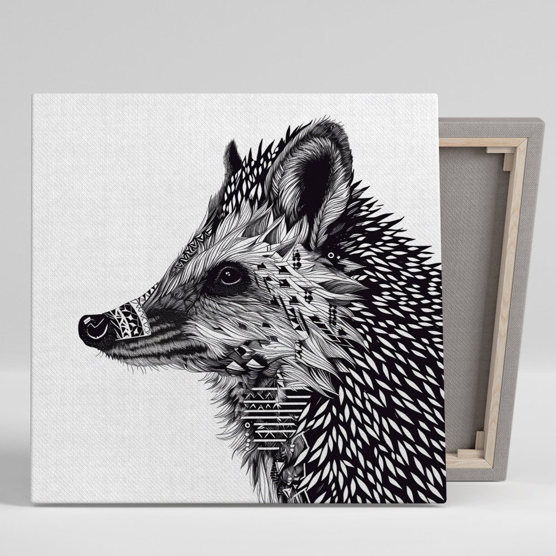 Hedgehog Tribal Zentangle Line Art Portrait Minimalist Poster