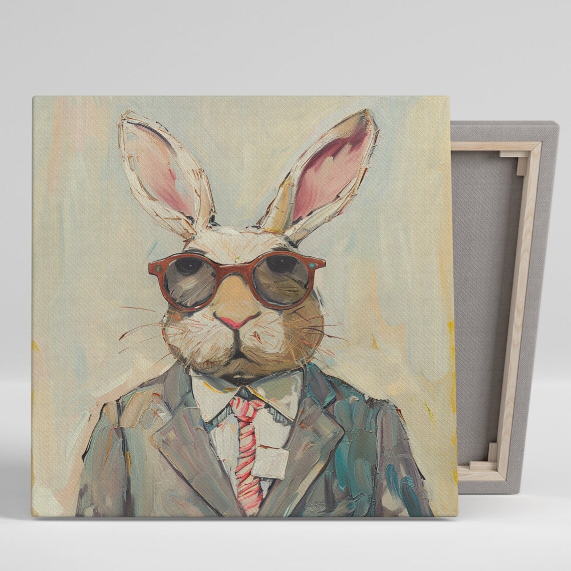 Dapper Hipster Bunny Suit Sunglasses Funny Animal Portrait Poster