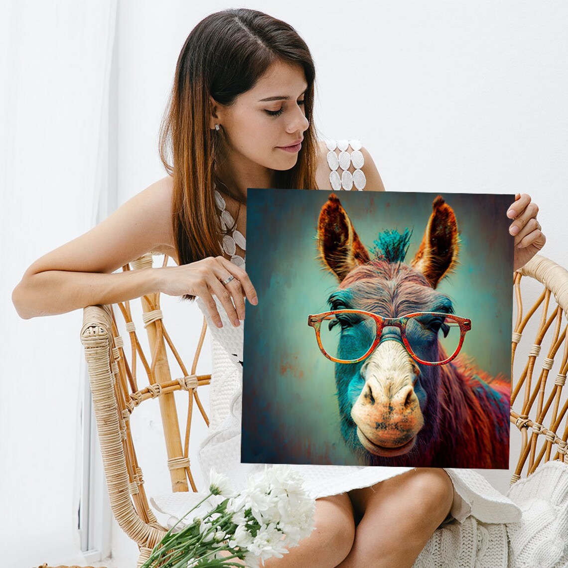 Donkey With Glasses Art Print, Modern Animal Decor - Image 3