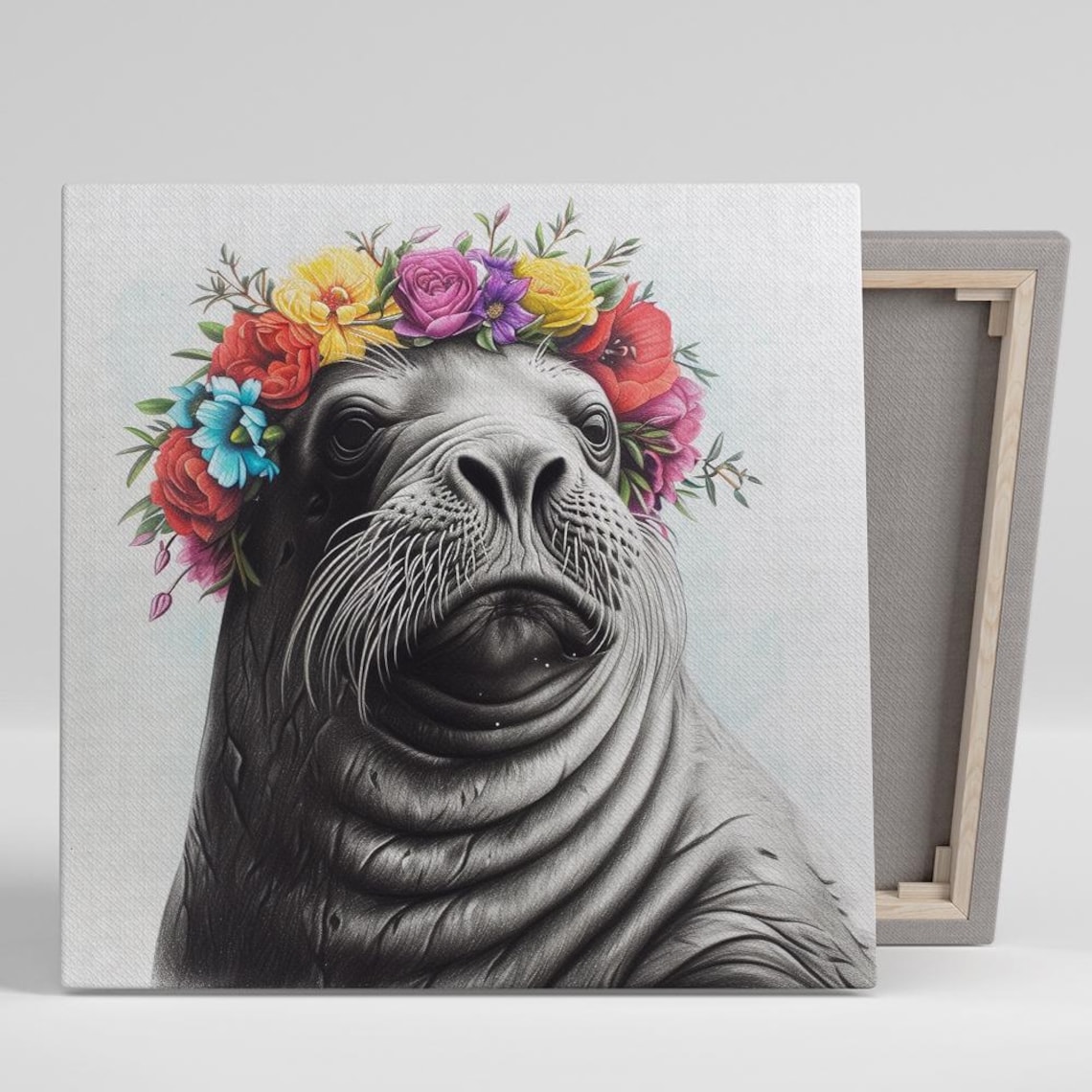 Seal Portrait, Whimsical Modern Eclectic Poster