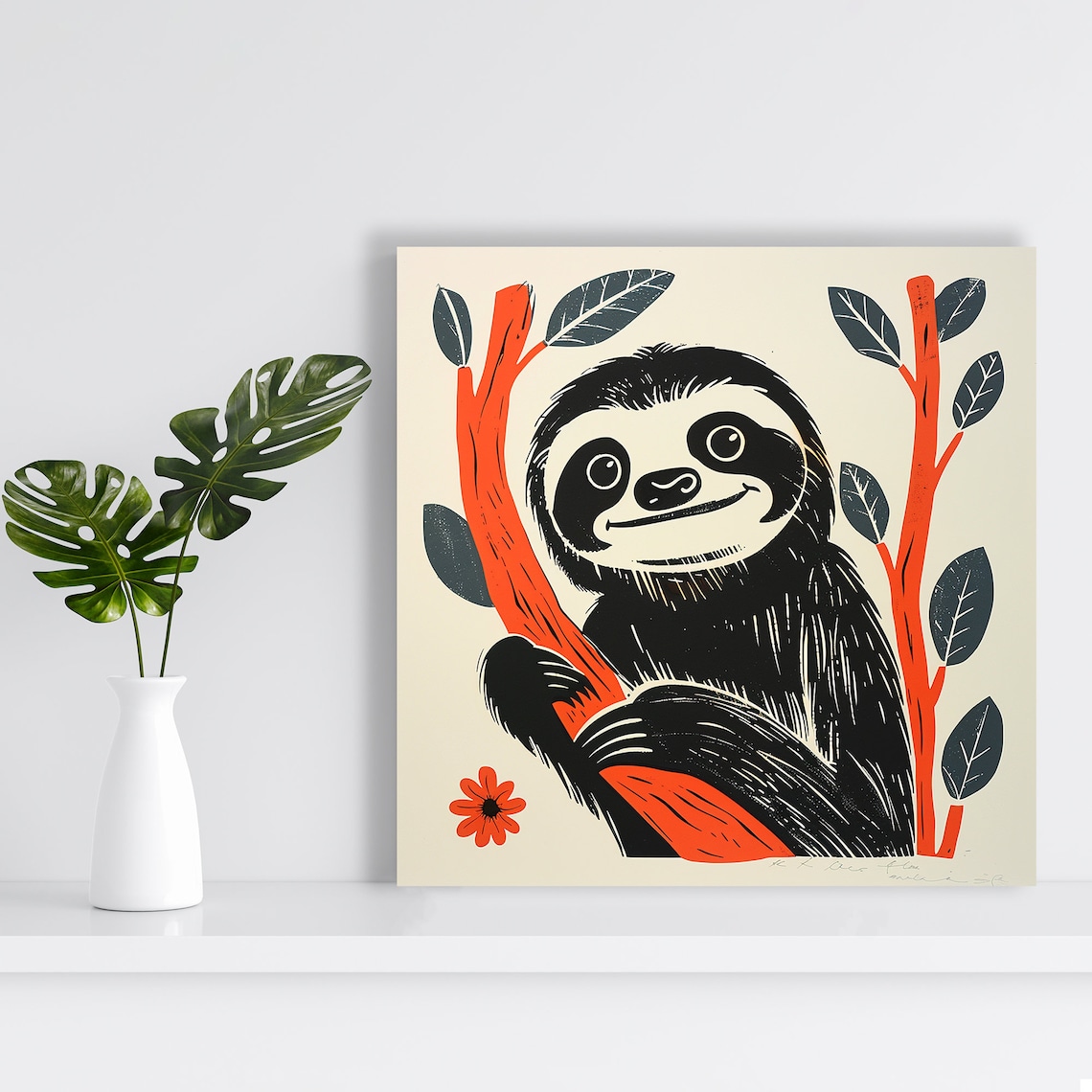 Smiling Sloth Serenity Art Print, Whimsical Decor - Image 2
