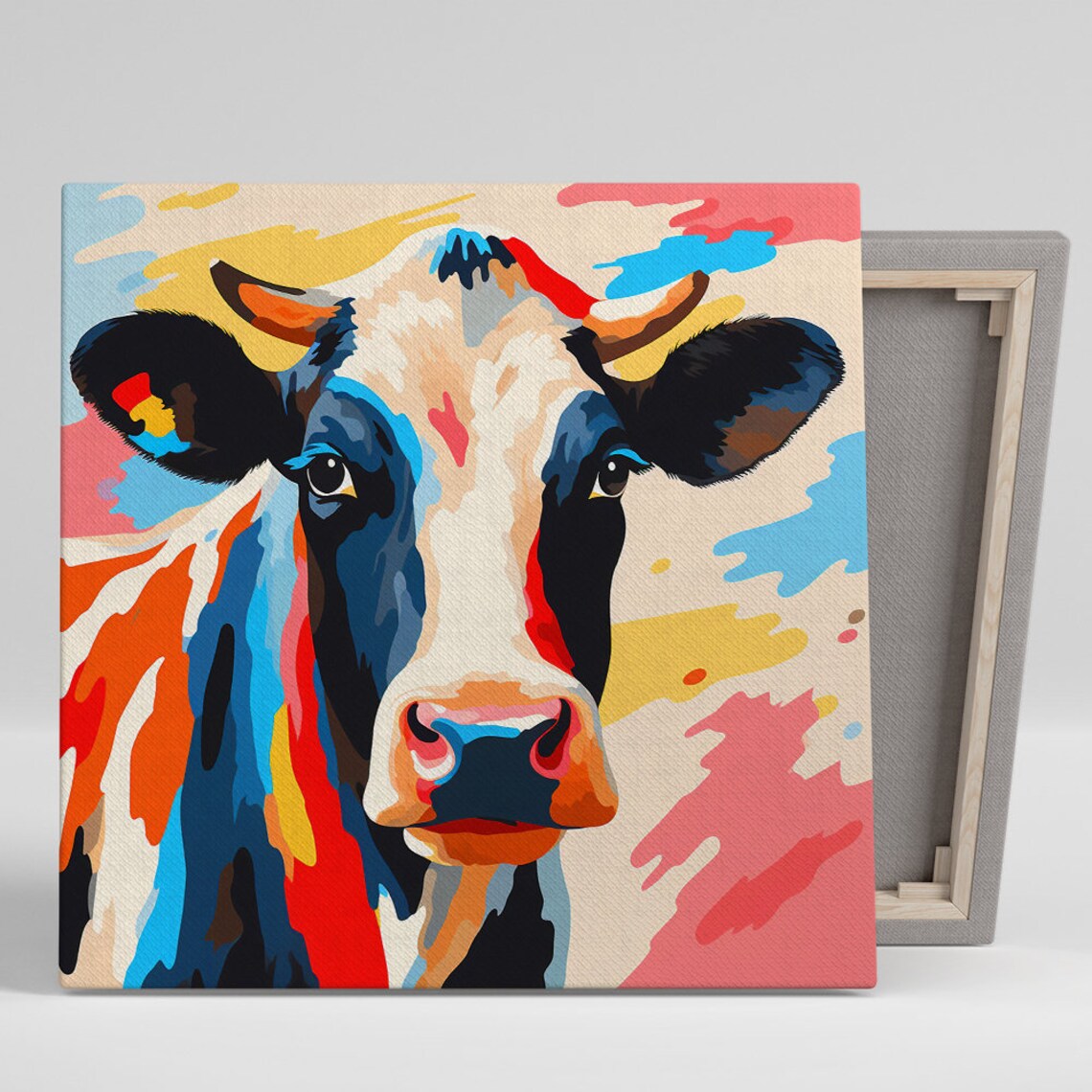 Colorful Cow Pop Art, Modern Farmhouse Wall Art Print
