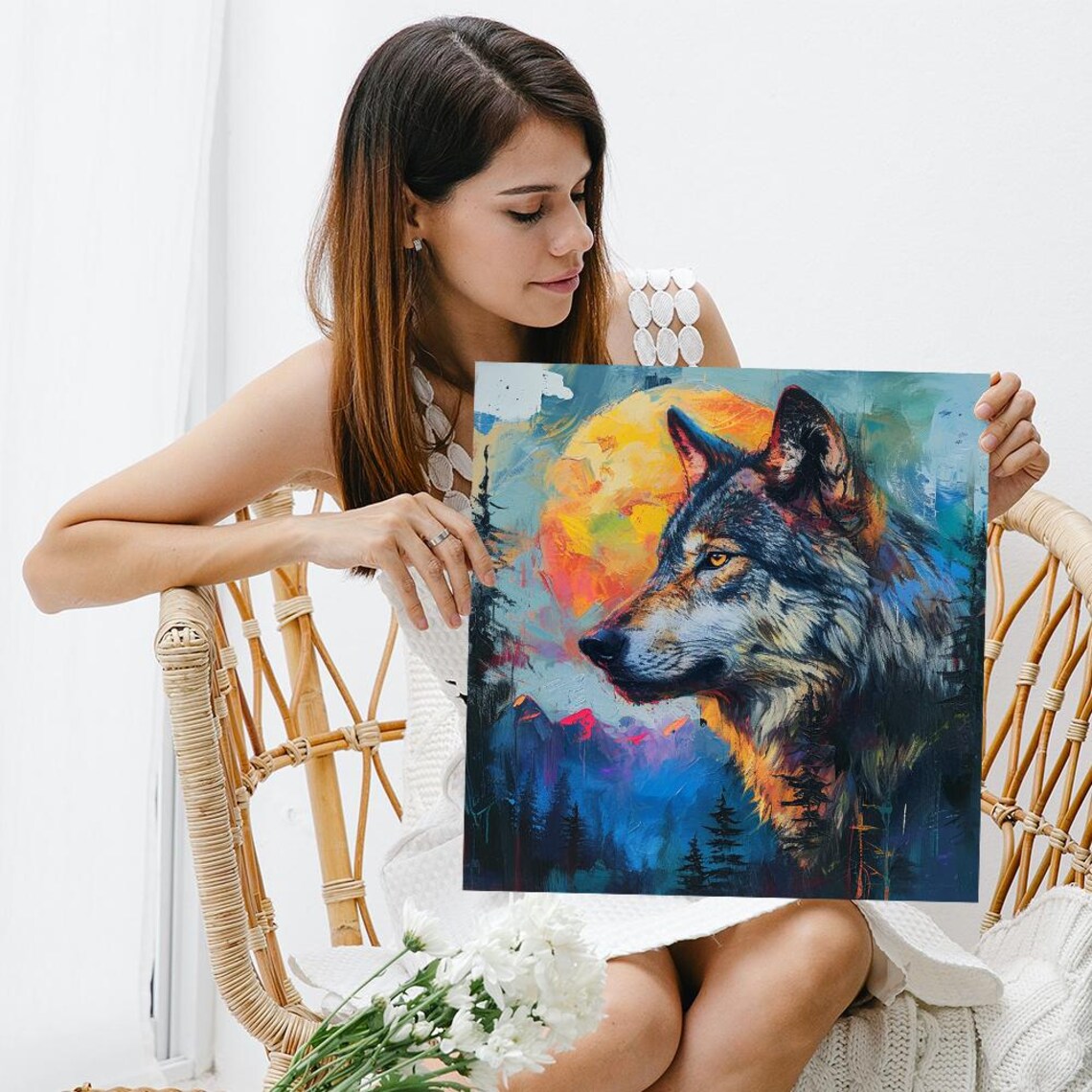 Wolf Spirit Rustic Wall Art Print, Animal Decor - Image 3
