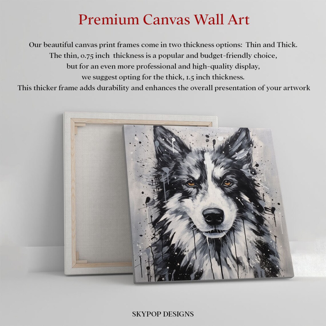 Black and White Husky Art Print, Animal Lover Decor - Image 2