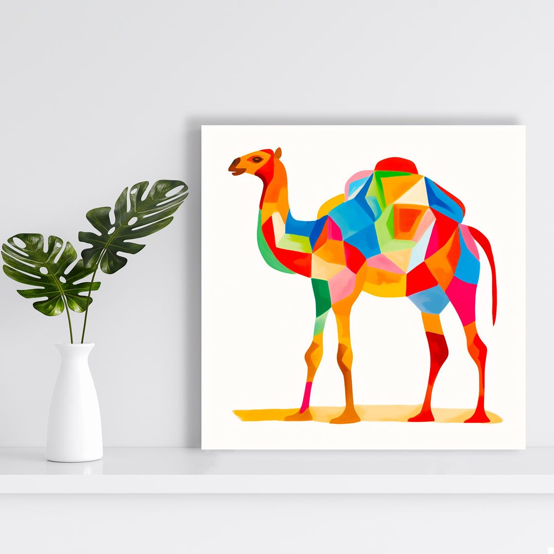 Kaleidoscopic Camel Geometric Multicolor Low Poly Modern Animal Poster - Image 2