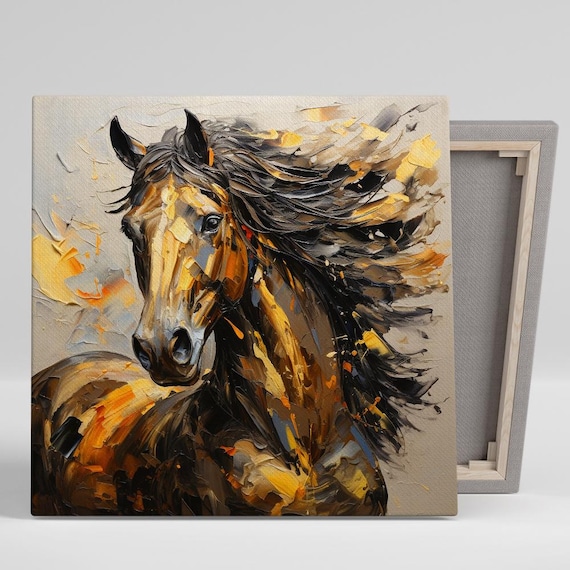 Horse Art Print, Contemporary Rustic Living Room Decor
