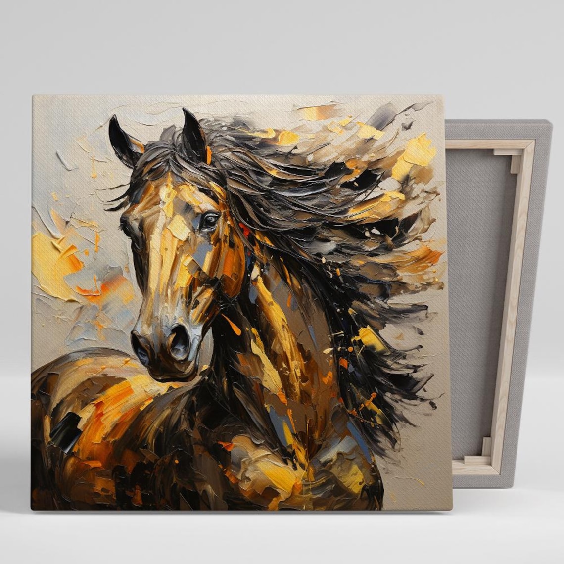 Horse Art Print, Contemporary Rustic Living Room Decor