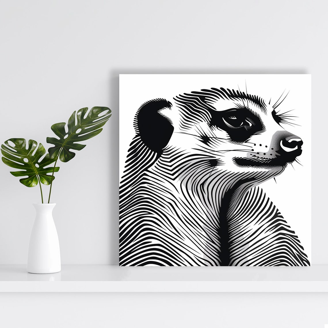Black White Line Art Dog Head Minimalist Contour Animal Wall Poster - Image 2