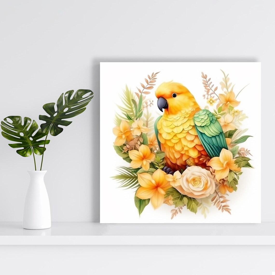 Parrot Tropical Nature Decor Living Room Art Print - Image 2