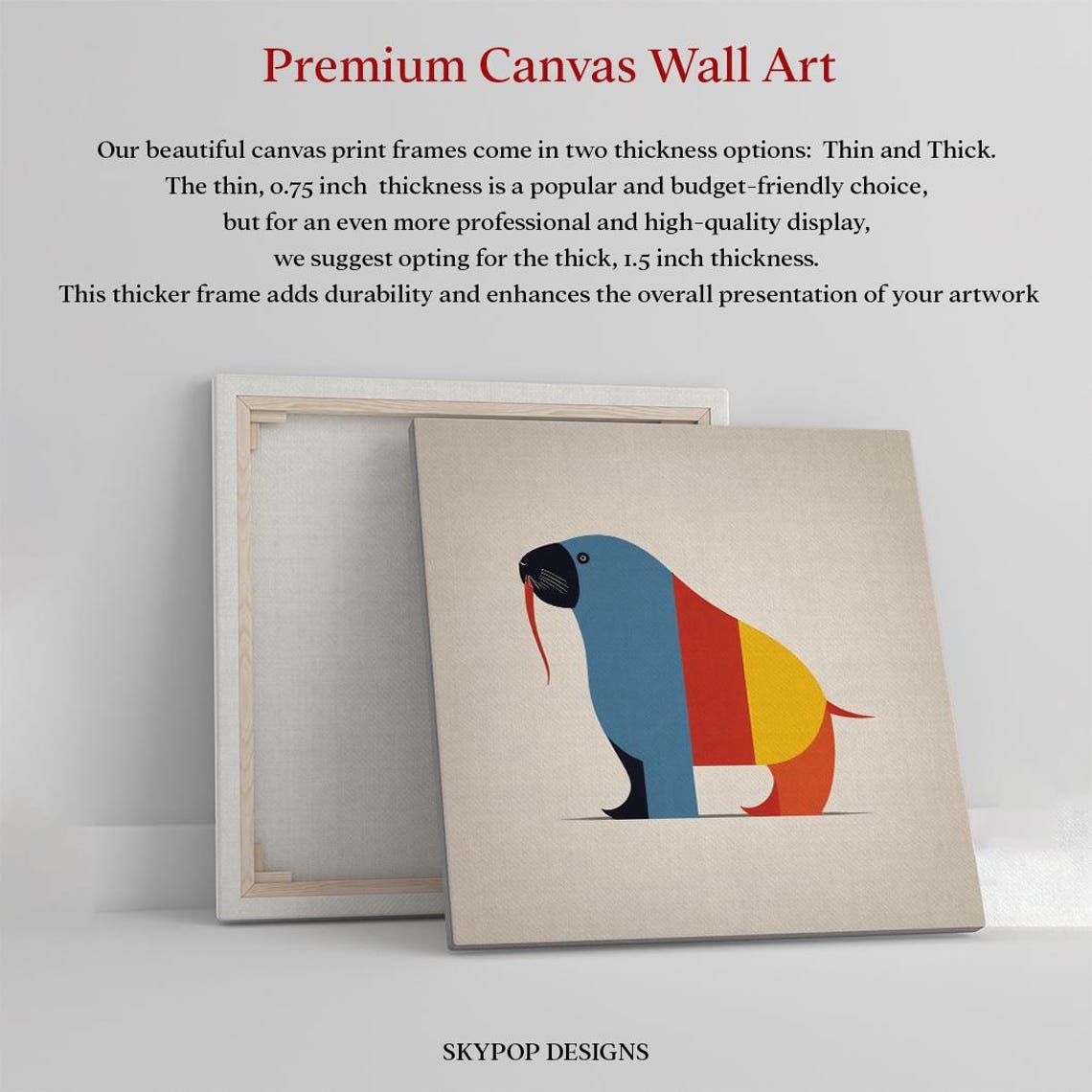Geometric Minimalist Walrus Color Block Modern Scandinavian Poster - Image 3