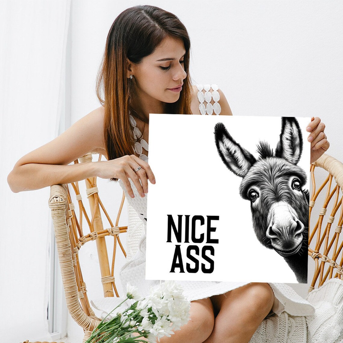 Donkey Bathroom Decor, Funny Animal Art Print - Image 3