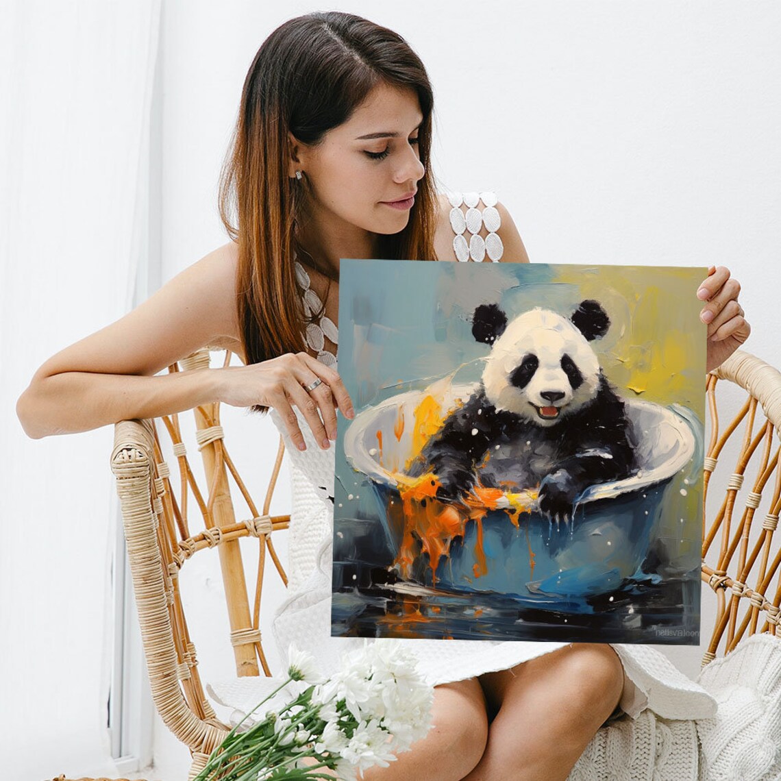Panda In Bathroom, Animal Bathroom Wall Art Print - Image 3