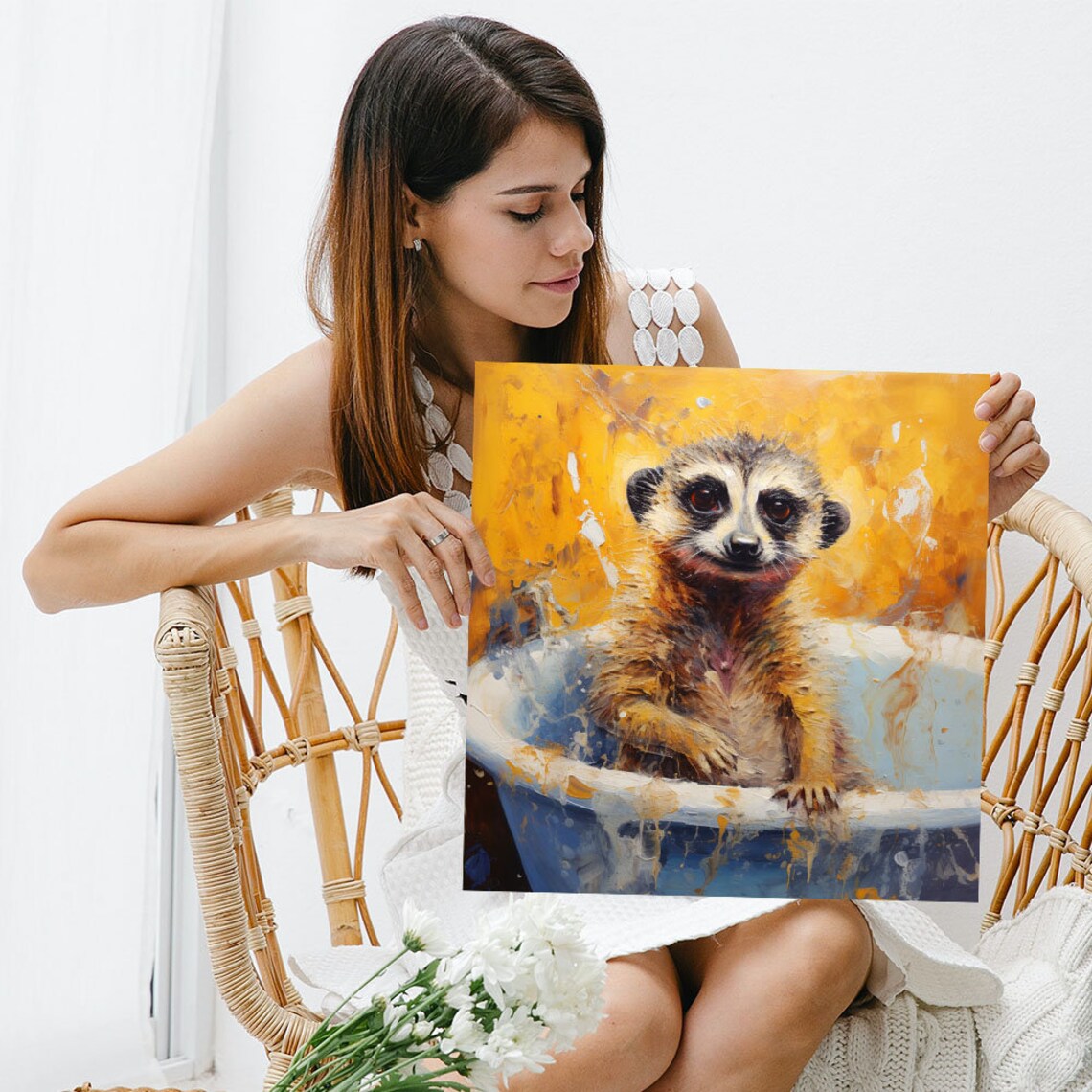 Meerkat In Bathtub Bathroom Wall Art Poster Print - Image 5
