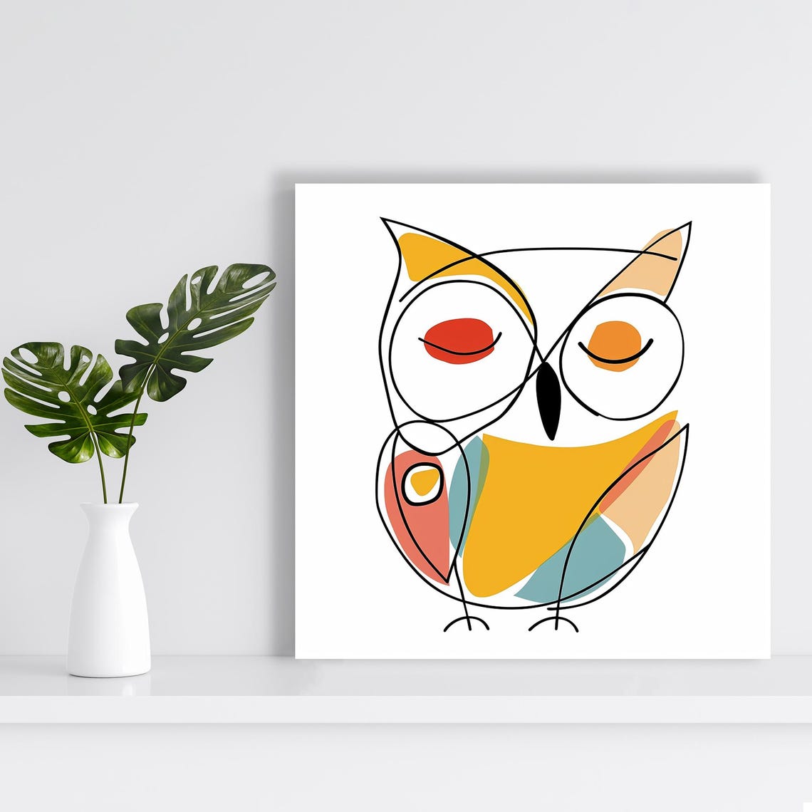 Minimalist Line Owl Drawing Abstract Scandinavian Modern Animal Poster - Image 2