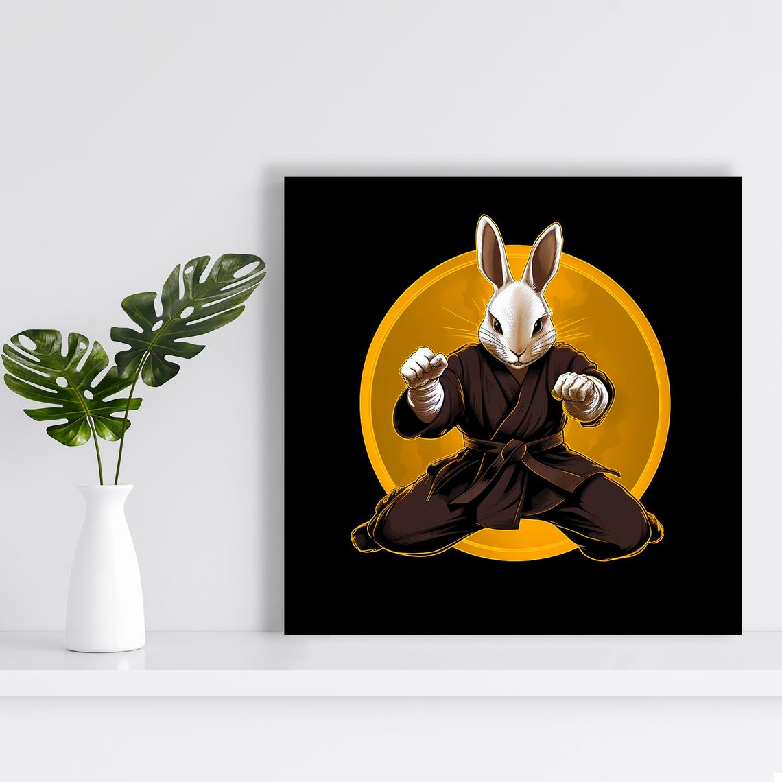 Kung Fu Bunny Martial Arts Karate Rabbit Funny Animal Art Poster - Image 2