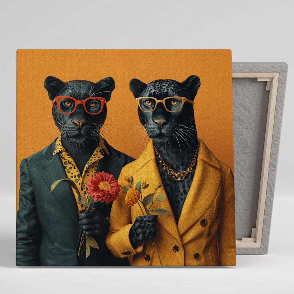 Panther Pop Art Glam Decor, Living Room Poster Print