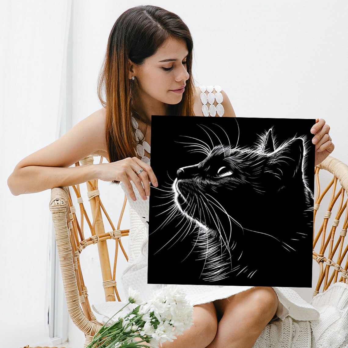 Cat Silhouette Minimalist Decor Art Print - Image 3