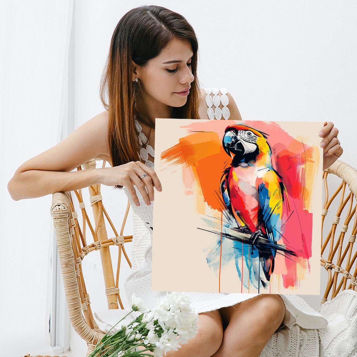 Vibrant Macaw Parrot Watercolor Tropical Bird Art Wall Poster - Image 3