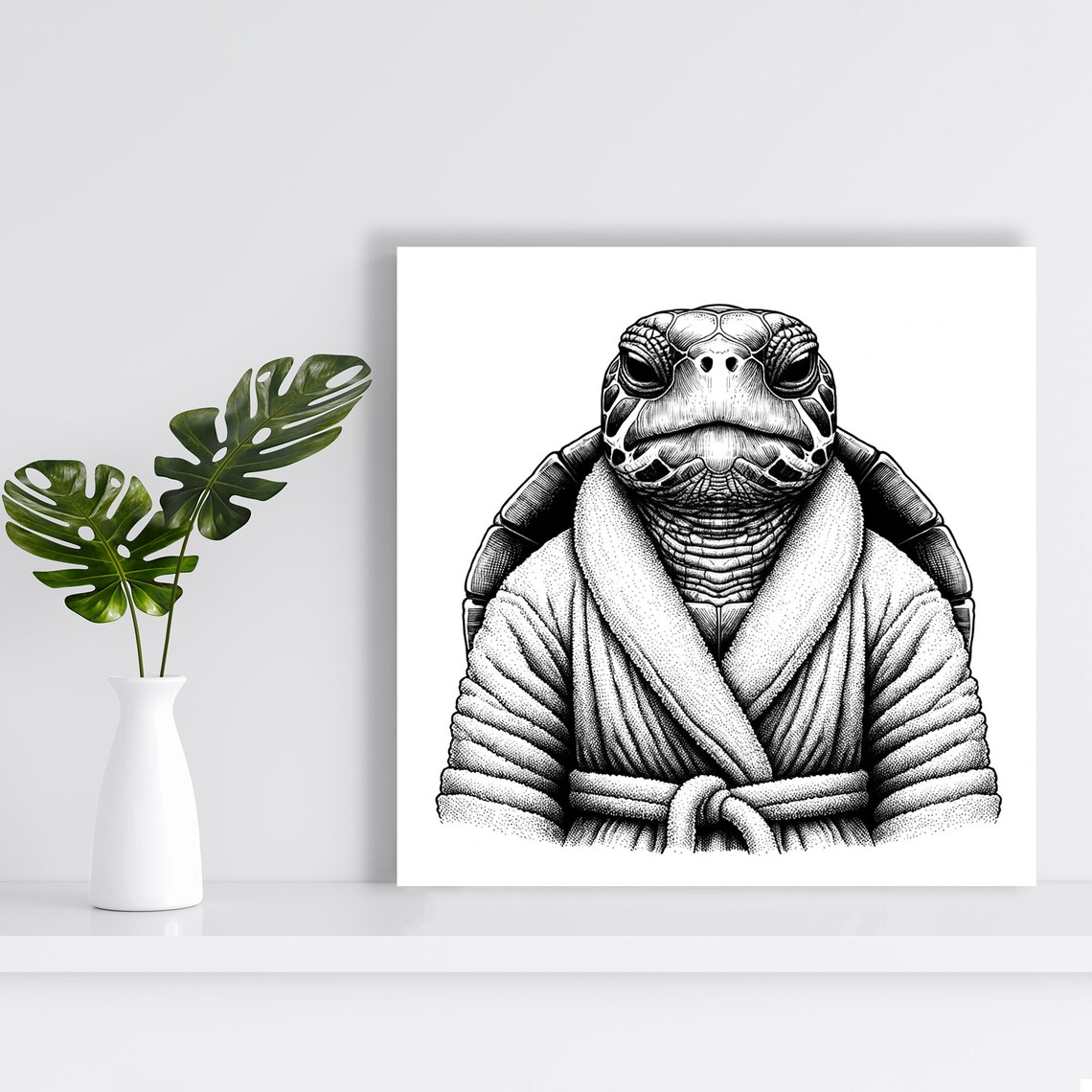 Turtle In Bathrobe Or Poster Bathroom Wall Decor Turtle Bathroom Decor Funny Animal Decor Modern Decor Bathrobe Decor Home Art - Image 4