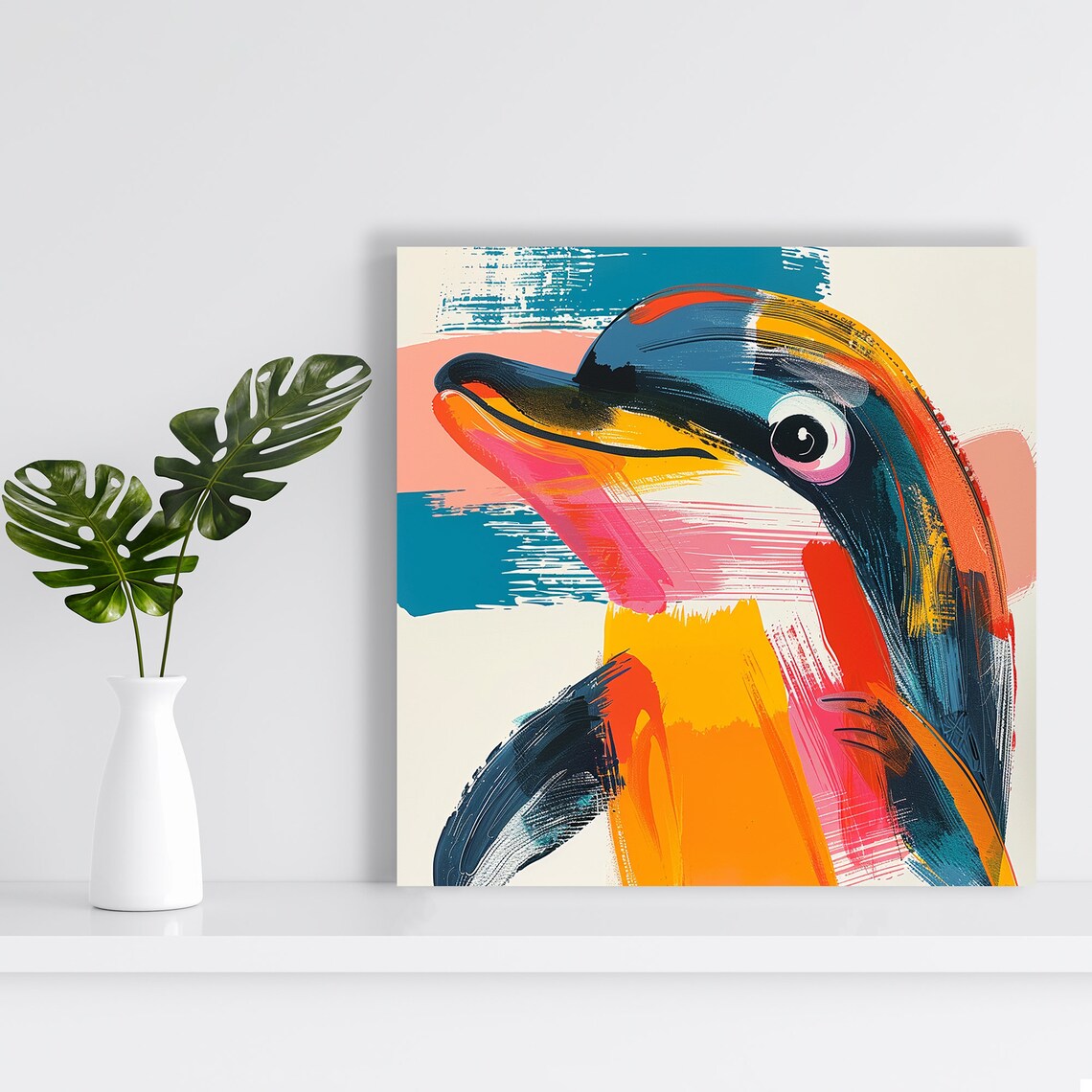 Dolphin Abstraction Art Print, Modern Bohemian - Image 2