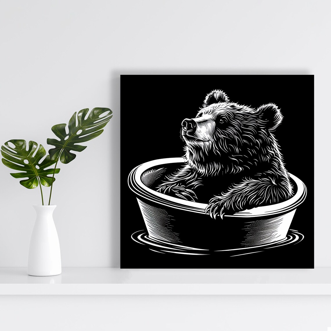Bear Bliss Whimsical Animal Contemporary Art Print - Image 2