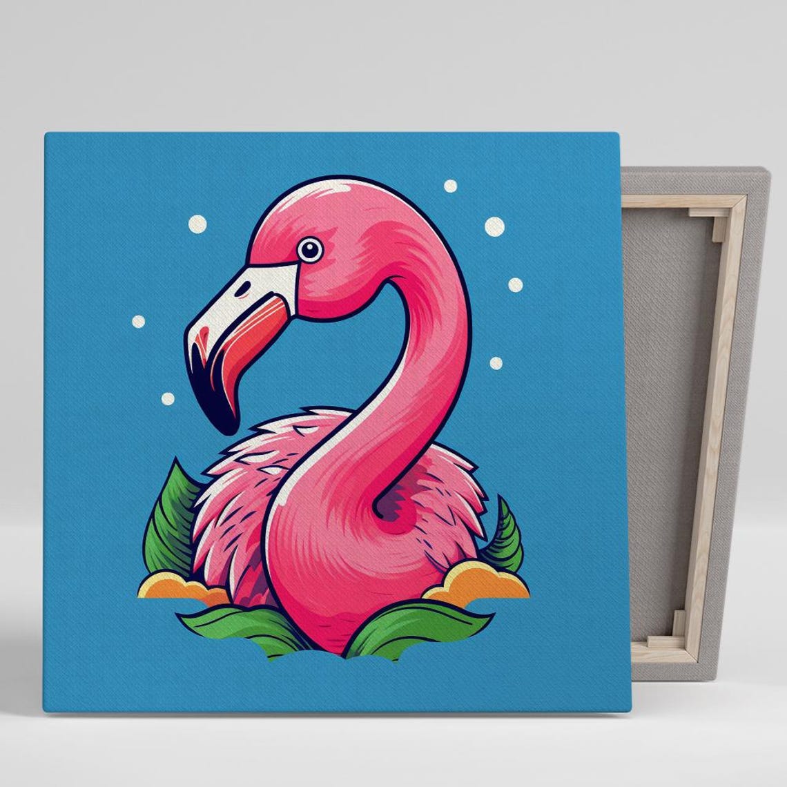 Tropical Flamingo Fusion Art Or Poster Pop Animal Decor Living Room Childrens Bedroom Bathroom Wall Art Pink Blue Green Orange