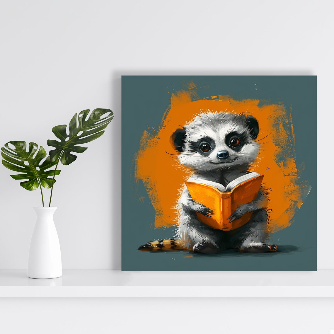 Baby Meerkat Reading Book Cute Bookworm Library Wall Art Poster - Image 2