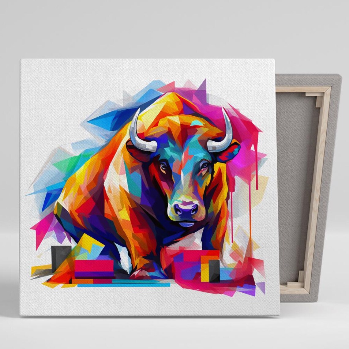 Bison Abstract Contemporary Art Print, Multicolor
