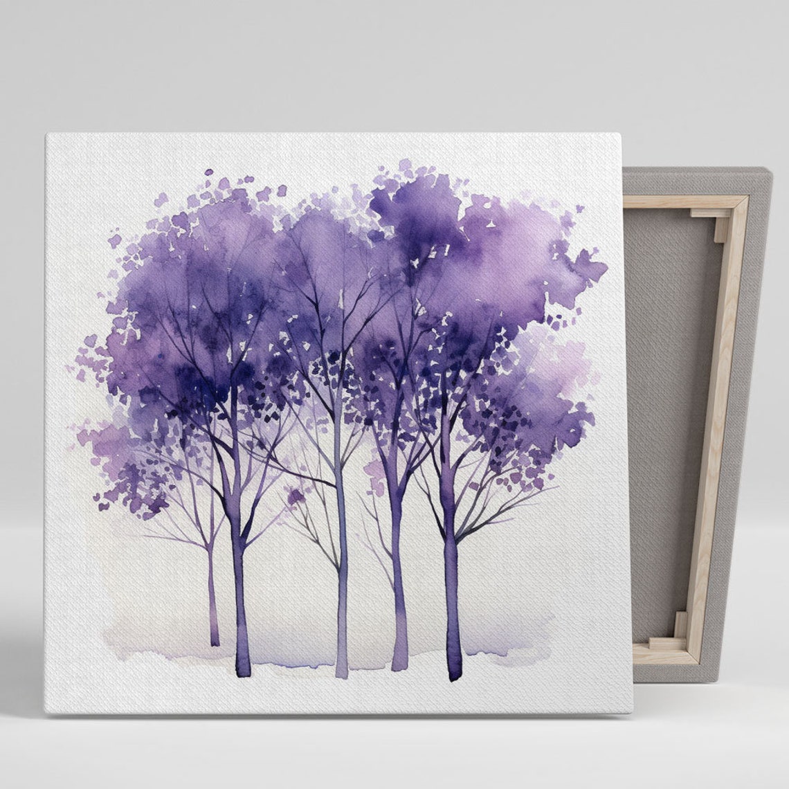 Purple Watercolor Trees Dreamy Forest Minimalist Botanical Poster