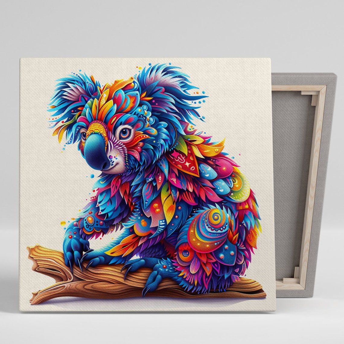 Psychedelic Koala Poster Rainbow Floral Whimsical Australia Decor