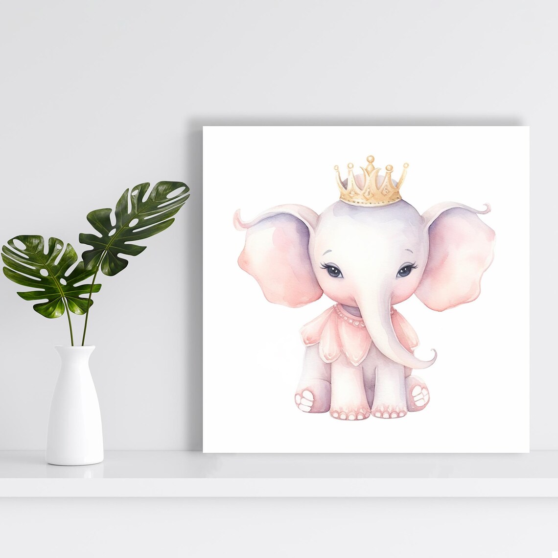 Royal Baby Elephant Princess Nursery Art Print - Image 2