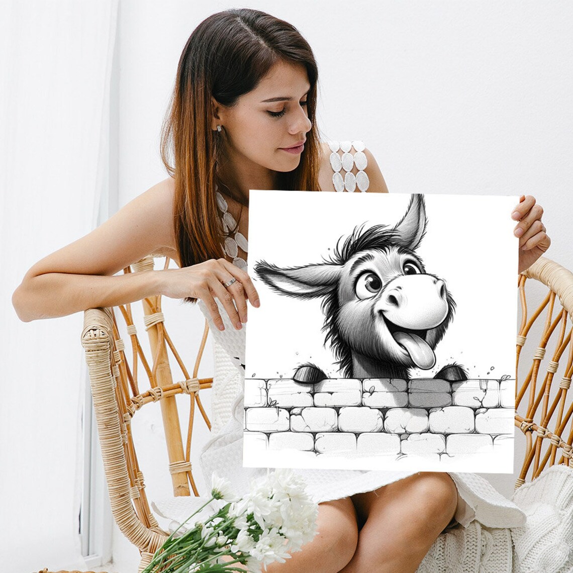 Funny Donkey Bathroom Decor Animal Wall Art Print - Image 5
