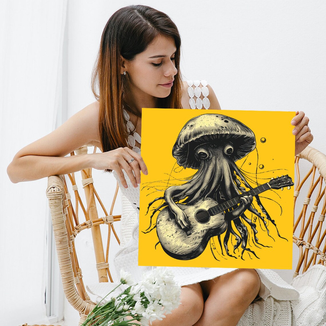 Melodic Mushroom Maestro Art Print, Boho Surrealism - Image 3