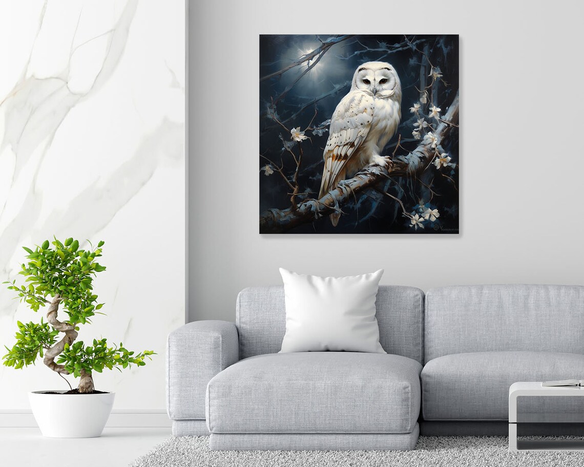 White Owl, Modern Contemporary Animal Art Print - Image 2