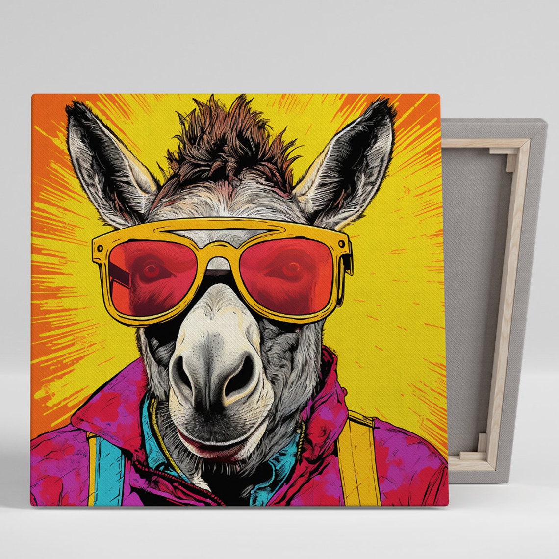 Cool Donkey Wearing Sunglasses Pop Art Fun Animal Wall Poster