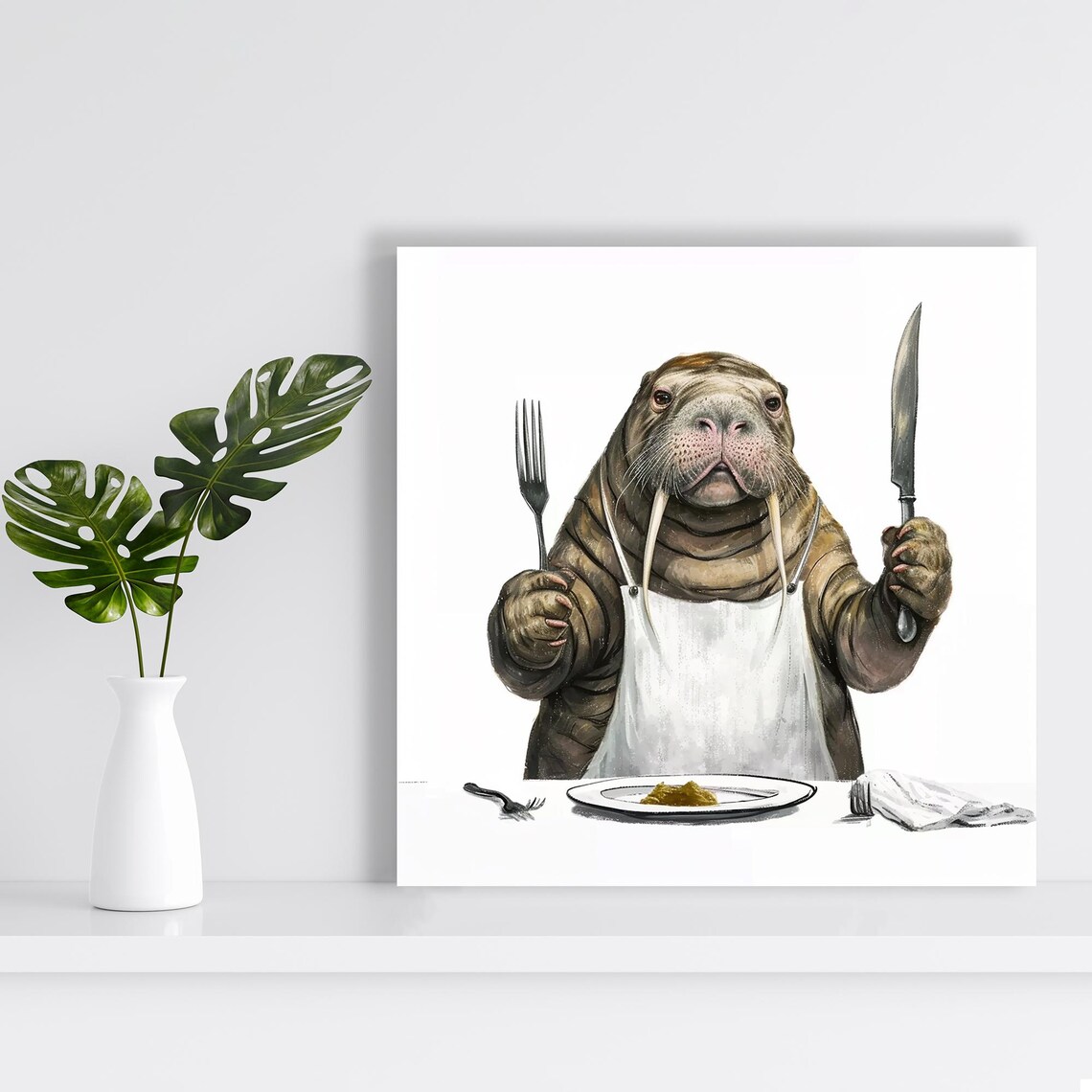 Hungry Walrus Whimsical Humor Wall Art Print - Image 2