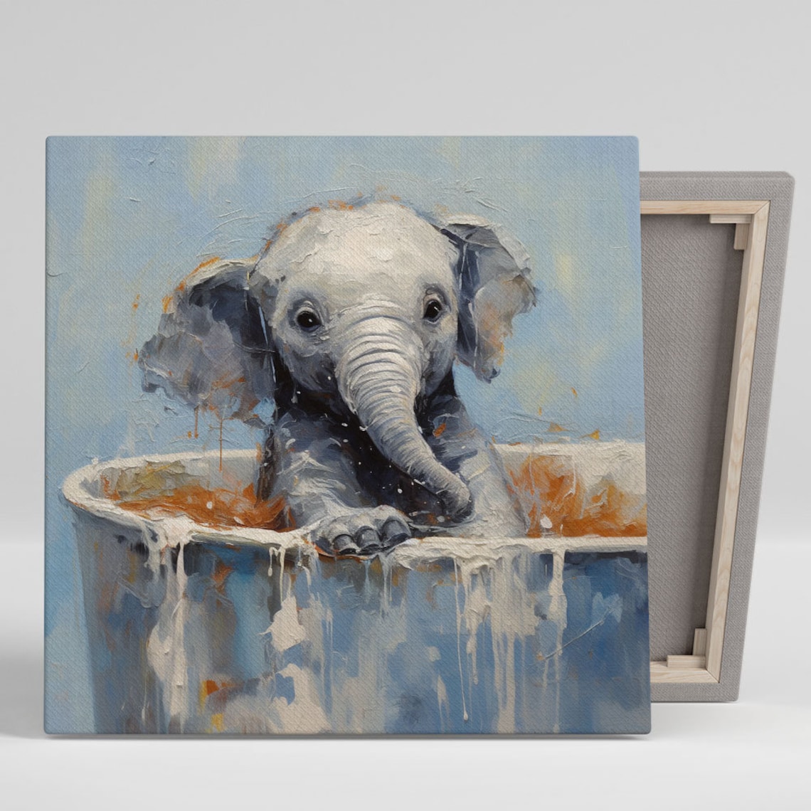Elephant in Bathtub Poster, Bathroom Wall Art