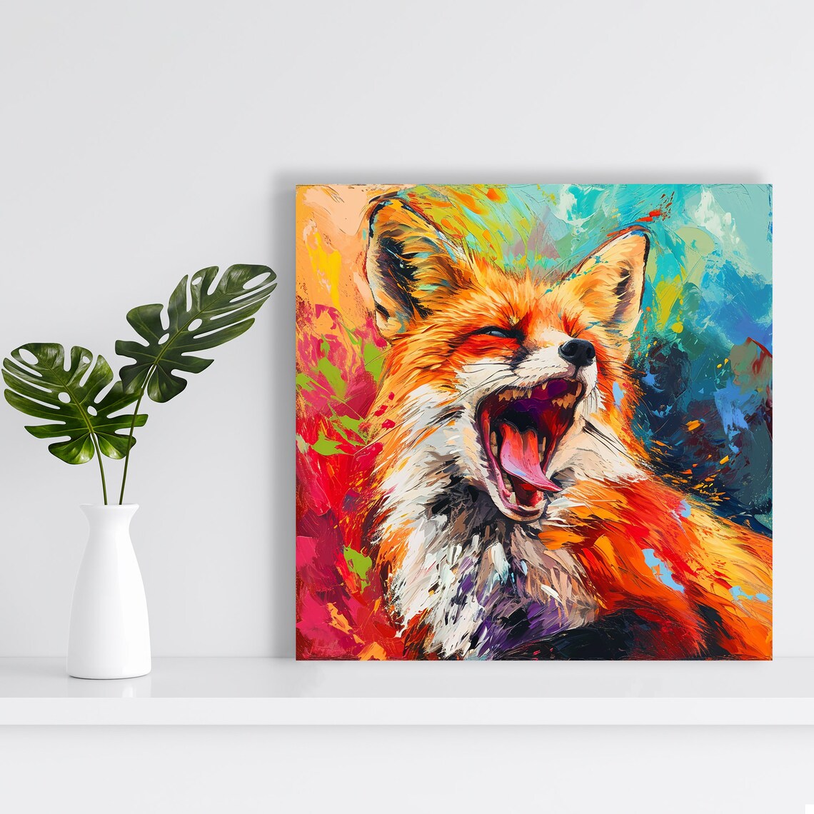 Vibrant Fox Explosion Art Print, Multicolor Animal Decor - Image 2
