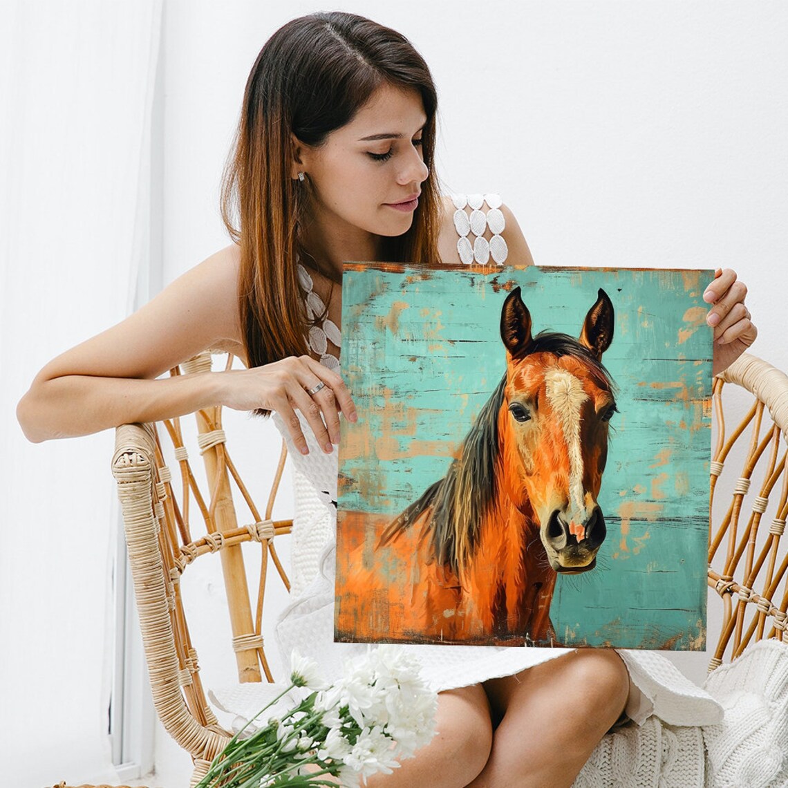 Horse Rustic Modern Wall Art Print, Living Room Decor - Image 3