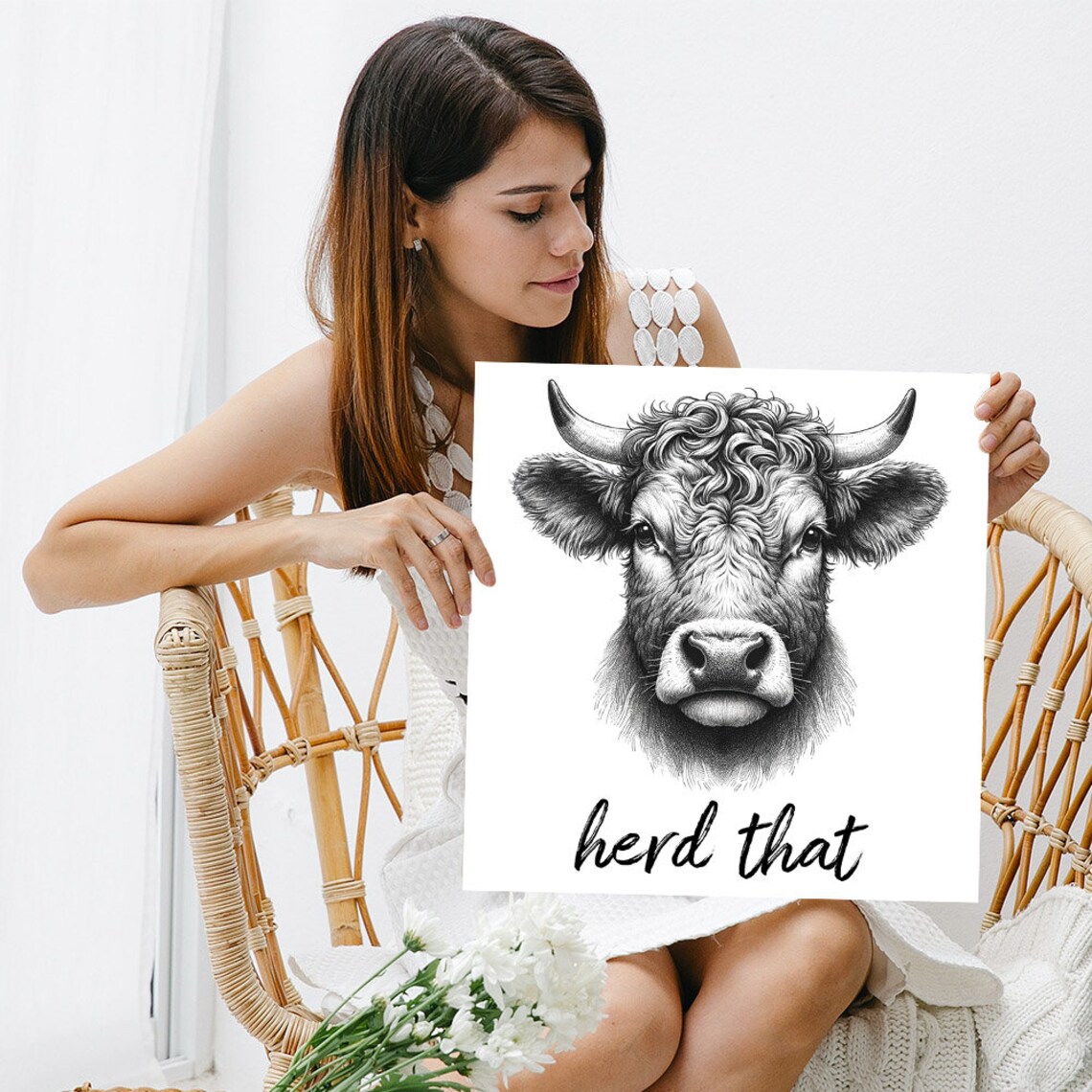 Highland Cow Bathroom Wall Art Print, Farm Animal Decor - Image 3