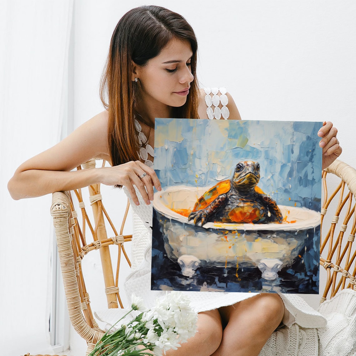 Turtle in Bathtub Bathroom Wall Art Poster - Image 3