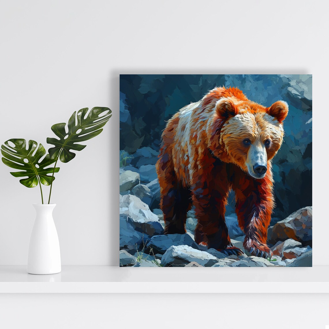 Fiery Brown Bear Walking On Rocky Cliffs Powerful Wilderness Animal Poster - Image 2