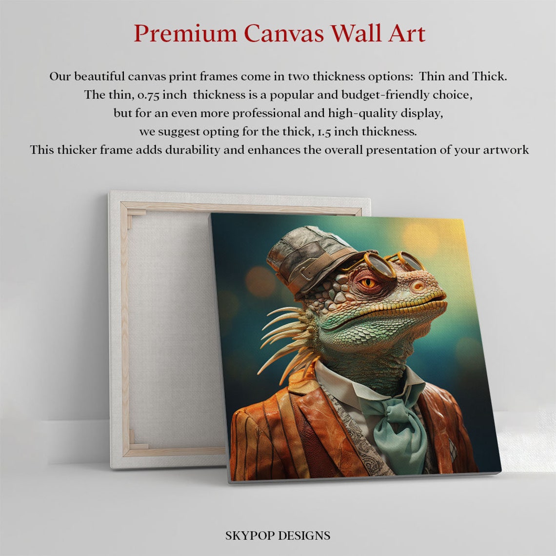 Dapper Iguana In Vintage Suit Hat And Goggles Portrait Funny Poster - Image 2