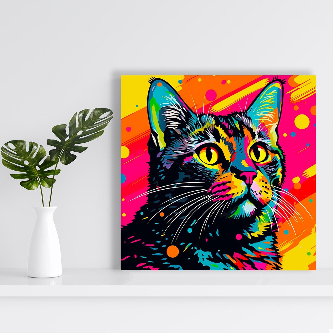 Psychedelic Cat Fusion, Pop Art Wall Art Print - Image 2