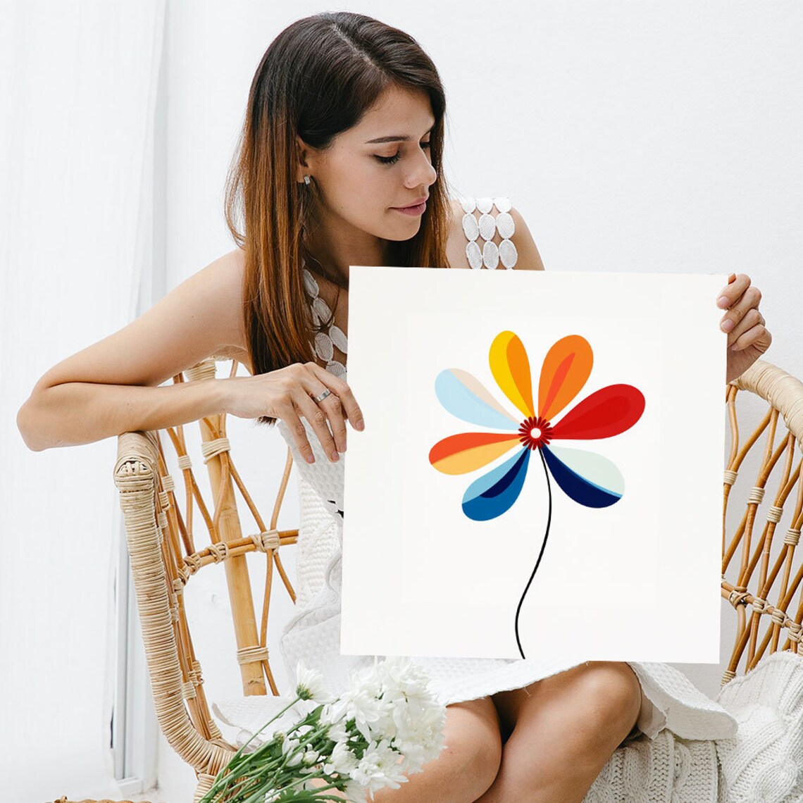 Abstract Flower Art Poster, Contemporary Floral Decor - Image 3