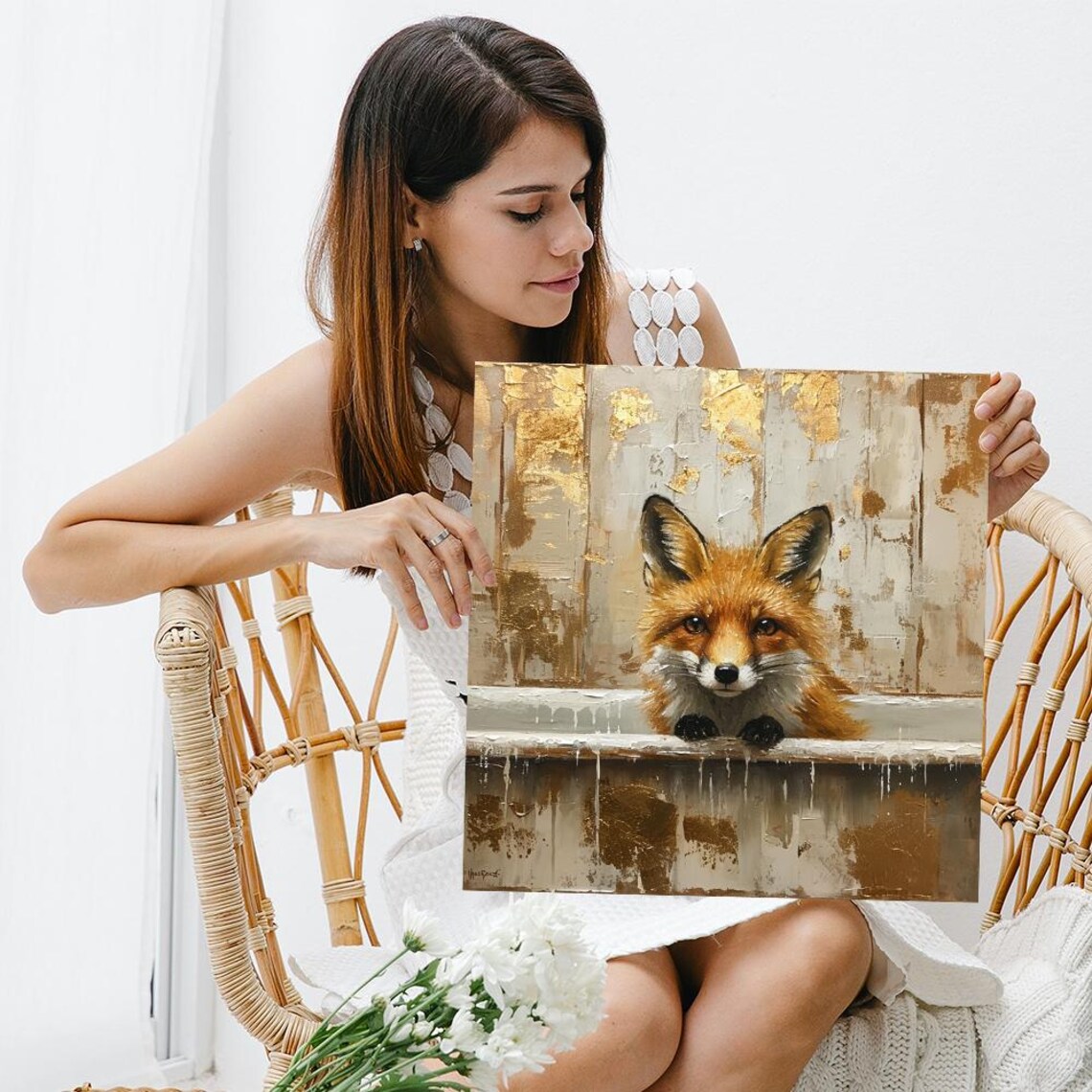 Fox Reflection Art Print, Whimsical Rustic Decor - Image 3